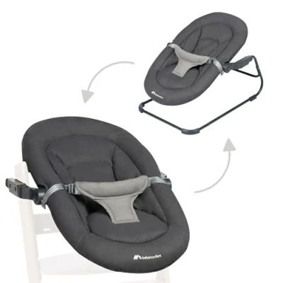 Abbildung von Bebeconfort Timba Baby, 2 in 1 Babywippe, ab Geburt 6 Monate, 09 kg, Neugeborenenset für Hochstuhl Liegepositionen, besonders weich gepolsterter Sitz, 3 Punkt Gurt, Tinted Graphite