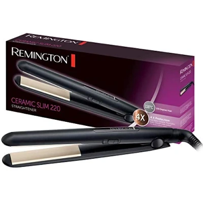 Abbildung von Remington Glätteisen Ceramic Slim (4 facher Schutz: antistatische Keramik Turmalin Beschichtung gleichmäßige Wärmeverteilung, geringere statische Aufladung &amp; seidiger Glanz) Haarglätter S1510
