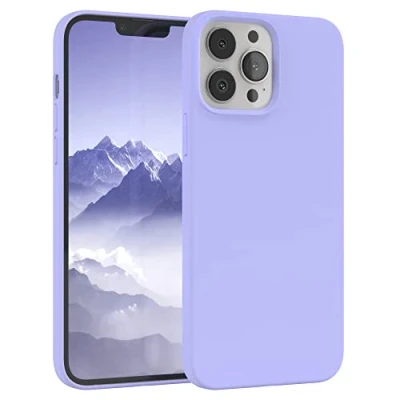 Abbildung von EAZY CASE Premium Silikon Handyhülle kompatibel mit iPhone 13 Pro Max, Slimcover Kameraschutz und Innenfutter, Silikonhülle, Schutzhülle, Bumper, Handy Case, Hülle, Softcase, Lila Blau