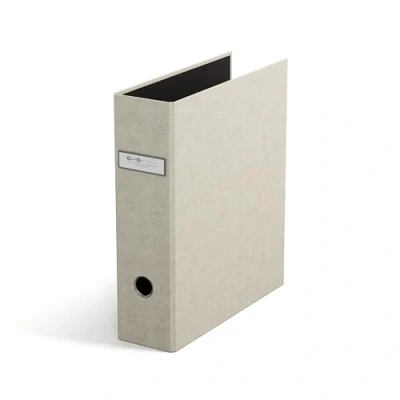 Abbildung von Bigso Box of Sweden ARCHIE Ordner mit 2 Ringen und Hebelmechanik Ringordner aus Faserplatte Papier Leinenoptik Ringbuch A4 zum Abheften von losem beige