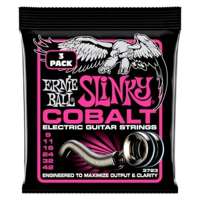 Abbildung von Ernie Ball Super Slinky Cobalt E Gitarrensaiten, 3er Pack, Stärke 942