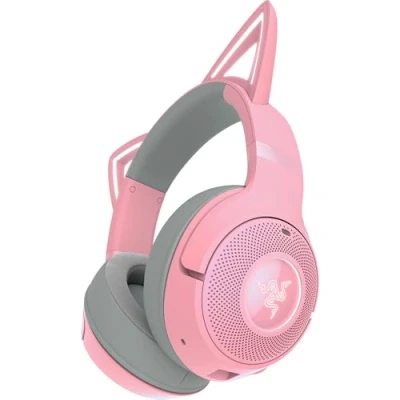 Abbildung von Razer Kraken Kitty V2 BT Drahtloses Bluetooth RGB Gaming Headset mit leuchtenden Katzenohren (Bluetooth 5.2 Modus, TriForce 40mm Treiber) Quartz