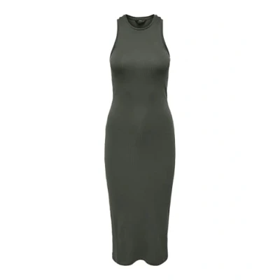 Abbildung von ONLY Damen Figurbetontes Bodycon Kleid Geripptes Midi Dress Ärmellos, Farben:Olive, Größe:S