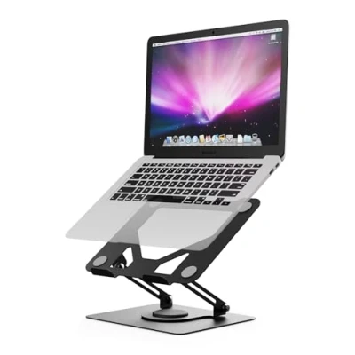 Abbildung von GRIFEMA Laptop Ständer mit 360 Drehbarer Basis, Höhenverstellbar, Belüfteter, Faltbarer Stand Kompatibel Den Meisten Laptops von 10 17 Zoll, Schwarz