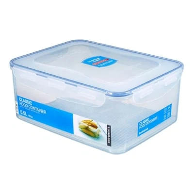 Abbildung von LocknLock PP Classic Vorratsdose mit Gitter, 5,5 L, 295 x 230 118 mm, 100 % luft und wasserdicht, Cleveres Verschluss System, Frischhaltedose für Kühlschrank &amp; Gefrierfach