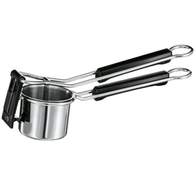 Abbildung von RÖSLE Kartoffelpresse, hochwertige Presse zur Zubereitung von Kartoffelpüree, einfache Reinigung, Edelstahl 18/10, Spülmaschinengeeignet, Farbe:Silber/Schwarz