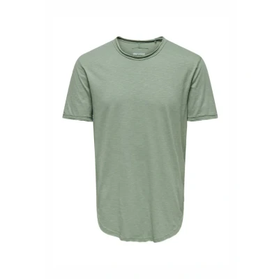 Abbildung von Herren O&amp;S Rundhals T Shirt Langes Einfarbiges Kurzarm Basic Shortsleeve aus Baumwolle ONSBENNE, Farben:Pastell Grün, Größe:XXL