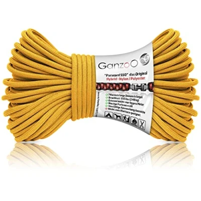 Abbildung von Ganzoo Paracord 550 Seil / 4mm Nylon/Polyester/Typ Hybrid/Armband Hunde Leine/Hunde Halsband 250Kg. Bruchlast/Outdoor Rope/Camping Schnur/Allzweckseil 30 Meter/Blau