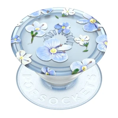 Abbildung von PopSockets: PopGrip Plant Ausziehbarer Sockel und Griff aus Pflanzlichen Materialien mit Austauschbarem Oberteil für Smartphones Tablets Translucent Blue Fields