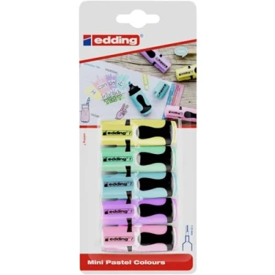 Abbildung von edding 7 Mini Textmarker Pastell Farben 5 highlighter pens Keilspitze 1 3 mm klein in trendigen für Bullet Journal, Schule, Uni oder Büro