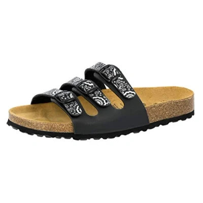 Abbildung von Lico Damen Bioline Flower Pantoletten, Schwarz Silber, 38 EU