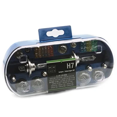 Abbildung von LIGHTWORLD24 PKW H7 Beleuchtung Sicherungen Set 12V 30 tlg. Auto Lampen Birnen Bremslicht KFZ Lampenbox Lampenersatzkasten