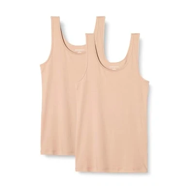 Abbildung von Amazon Essentials Damen Tanktop schlanke Passform, 2er Pack, Beige, M