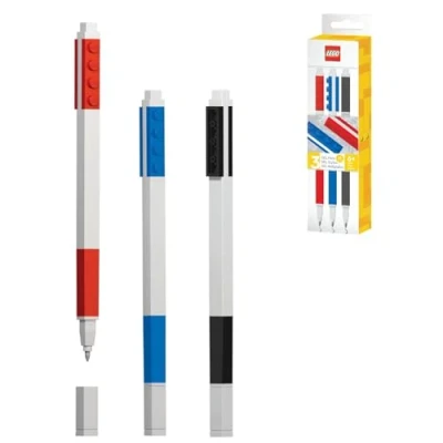 Abbildung von IQ Lego Schreibwaren Set (3) in Schwarz/Rot/Blau Klassischer Bau und Malspaß, Trendige Schreibware, mit einzigartigem Design, inklusive Aufbewahrung.