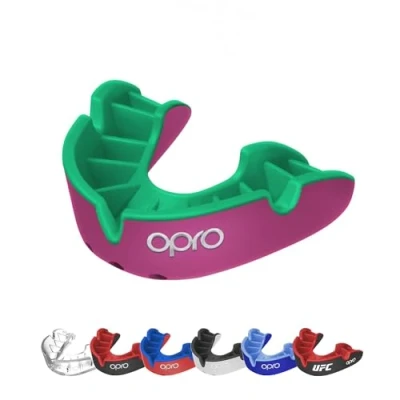 Abbildung von OPRO Silver Level Erwachsene und Kinder Sport Mundschutz mit Etui, revolutionärer Anpassungstechnologie für Hockey, Lacrosse, Rugby, MMA, Boxen BJJ (Pink/Grün, Jugendliche)