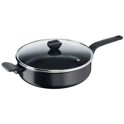 Abbildung von Tefal B5553733 Easy Cook &amp; Clean Schmorpfanne 28 cm, Antihaftbeschichtung, Thermo Signal Temperaturindikator, Schwarz, geeignet für alle Herde, außer Induktion