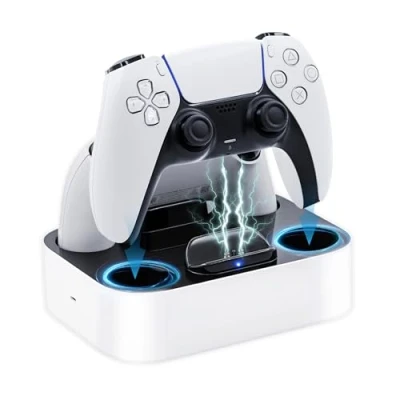 Abbildung von Mcbazel Ladestation PS5 Controller, PS5, Doppel Ladegerät, Schutz gegen Überhitzung, dreifacher Schutz, mit LED Anzeige für PlayStation 5 DualSense Weiß