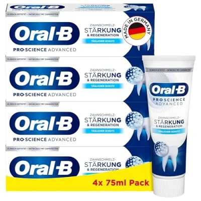 Abbildung von Oral B Pro Science Advanced Zahnschmelz Stärkung &amp; Regeneration Täglicher Schutz Zahncreme, für die tägliche Anwendung, Made in Germany, Zahnpasta, 4x 75ml Pack