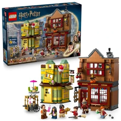 Abbildung von LEGO Harry Potter Qualität für Quidditch &amp; Fortescues Eissalon Set mit 2 Winkelgasse Läden, 6 Minifiguren Zubehör inkl. Nimbus 2000 Besen Geschenk Jungen Mädchen ab 8 Jahren 76452