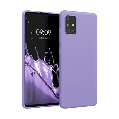 Abbildung von kwmobile Hülle kompatibel mit Samsung Galaxy A51 weiches TPU Silikon Case Cover geeignet für kabelloses Laden Veilchen Lila