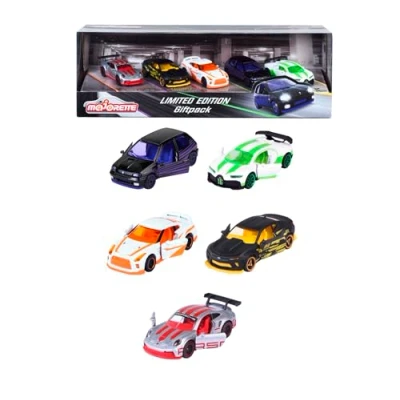 Abbildung von Majorette Auto Set Limited Edition 10 Geschenkset mit 5 Modellautos (Renault, Porsche, Nissan, Bugatti, Chevrolet), Autos aus Metall Freilauf, je 7,5 cm, für Kinder ab 3 Jahre