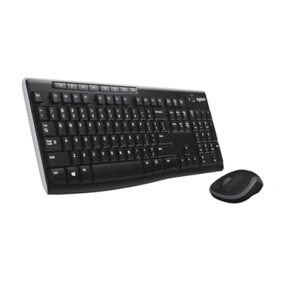 Abbildung von Logitech MK270 Desktop für Bildungseinrichtungen mit Silikonschutz, kabellose Tastatur und Maus Windows, 2,4 GHz USB, kompakte Maus, 8 Multimedia Tasten, PC, AZERTY Layout Frankreich, Schwarz
