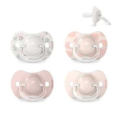 Abbildung von Suavinex, 4er Set, Schnuller für Babys von 0 6 Monaten, Neugeborene, mit Physiologischem Sauger SX Pro aus Silikon, Symmetrisch, Superweich und Flexibel, Dreams Pink, 4 Stück