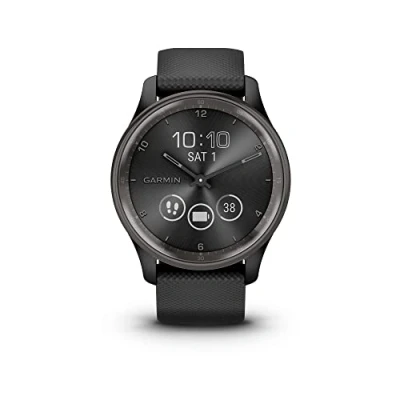 Abbildung von Garmin vívomove Trend Hybrid Smartwatch mit analogen Zeigern und Touchdisplay. Fitness /Gesundheitsfunktionen, Schlafanalyse, Pay, Smartphone Benachrichtigungen bis zu 5 Tage Akkulaufzeit