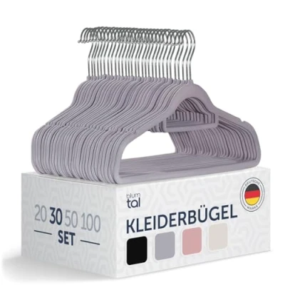 Abbildung von Blumtal Kleiderbügel 30 Stück mit Clips Samt 360 drehbar und robust platzsparende rutschfest Klammern Hosenbügel Schwarz/Hosenkleiderbügel