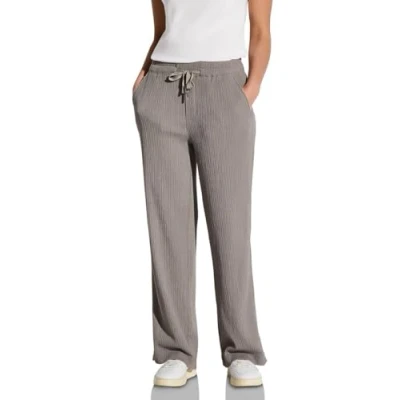 Abbildung von STREET ONE Damen A379034 Wide Leg Hose mit Struktur, Vintage Stone, 40W x 30L