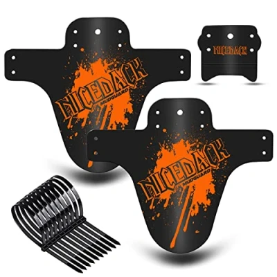 Abbildung von NICEDACK MTB Schutzbleche,Fahrrad Mudguard 2 Stücke Mud Guard Mountainbike Hinten und Vorne Schlamm schaber Spritzschutz (A Schutzbleche, A Orange)