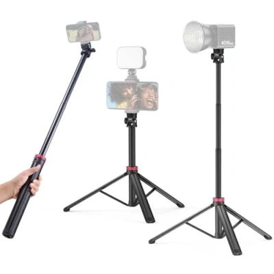Abbildung von 200cm Handy Stativ, ULANZI MT 79 Tragbares Kamera Stativ mit 1/4&quot; Schraube, 180 Winkelverstellung Aluminium ausziehbar Ständer, Kompatibel Videoleuchte, Handy, Kameras, Action Cam