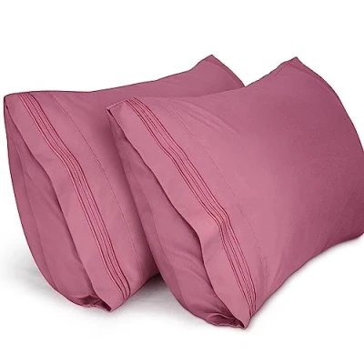 Abbildung von Lirex 2er Pack Kissenbezüge, Weiche Gebürstete Mikrofaser Maschinenwaschbar, Faltenfrei und Atmungsaktiv (Mauve Rosa, 50x90cm)