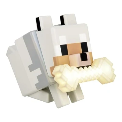 Abbildung von Paladone GloBuddies 3D Farbwechsel Licht Wolf aus Minecraft, offiziell lizenziertes LED Nachtlicht, Tippen zum Ändern der Farbe, Gaming Fanartikel, batteriebetrieben