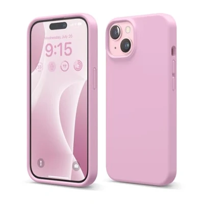 Abbildung von elago Flüssig Silikon Case Kompatibel mit iPhone 15 Hülle, Premium Handyhülle, Ganzkörper Schutzhülle [4 Lagige Stoßfeste Struktur], Kratzfestes Weiches Mikrofaserfutter (Heiße Rosa)