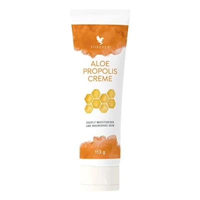 Abbildung von Forever Aloe Propolis Creme (74% Vera) bei trockener und gereizter Haut, zur pflegenden Unterstützung Neurodermitis, Tube (1 x 113 g)