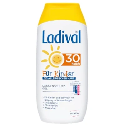 Abbildung von Ladival Kinder bei Allergischer Haut Sonnenschutz Gel LSF 30 geeignet Sonnenallergie Parfümfreie Sonnencreme, ohne Farb und Konservierungsstoffe wasserfest 1 x 200 ml