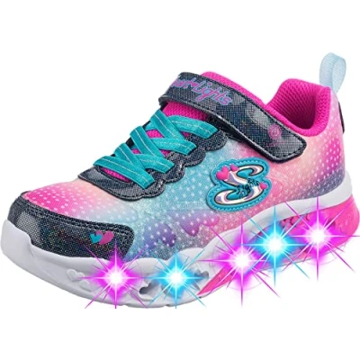 Abbildung von Skechers Mädchen Flutter Heart Lights Simply Love Sneaker, Navy Synthetic Mesh, 28.5 EU