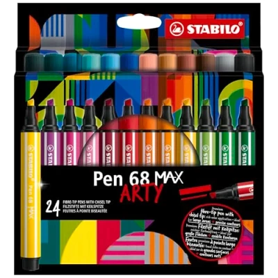 Abbildung von Premium Filzstift mit dicker Keilspitze STABILO Pen 68 MAX ARTY 24er Pack 24 verschiedenen Farben
