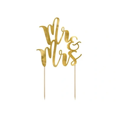 Abbildung von Cake Topper Mr &amp; Mrs 25,5 cm x 1 Stück Tortendeko Kuchendeko Tortenstecker Tortenfigur Hochzeit gold