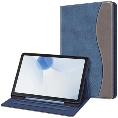 Abbildung von Fintie Hülle für Samsung Galaxy Tab S6 Lite 10.4 2024/2022/2020, Soft TPU Rückseite Gehäuse Schutzhülle mit S Pen Halter und Dokumentschlitze, Denim Indigoblau