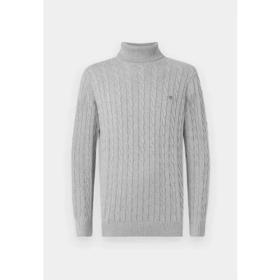 Abbildung von GANT Herren Cotton Cable Turtle Neck Pullover, Grey Melange, S