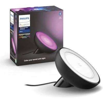 Abbildung von Philips Hue White &amp; Color Ambiance Bloom Tischleuchte (500 lm), dimmbare Tischlampe für das Lichtsystem mit 16 Mio. Farben, smarte Lichtsteuerung über Sprache oder App, schwarz