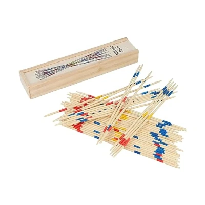 Abbildung von HENBRANDT Mikado Stäbchen, Holzkiste mit 41 Teilig, 19cm Pickup Sticks Familienspiele Tischplatte Brettspiel Holzspielzeug für Kinder und Erwachsene