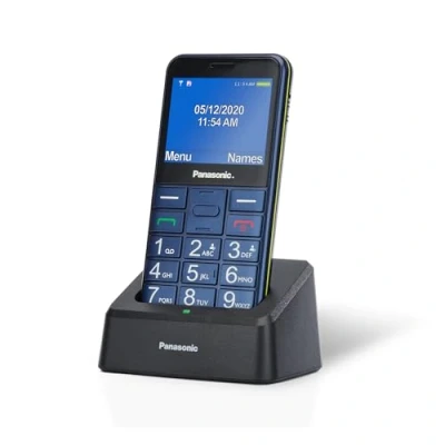 Abbildung von Panasonic KX TU155EXCN 2G, Essentials Mobiltelefon für ältere Menschen mit Ladestation, SOS Notfalltaste, Prioritätsanruf, Großtastentelefon, hörgerätekompatibel, Bluetooth, UKW Radio, Kamera, Blau