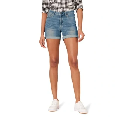Abbildung von Amazon Essentials Damen Jeansshorts In Schmaler Passform Mit Mittelhohem Bund, 10 cm, Mittlere Waschung, 38