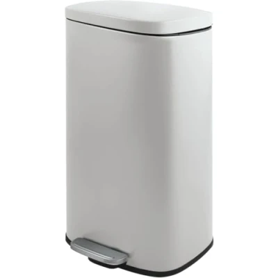 Abbildung von Spirella Mülleimer, Abfalleimer, Treteimer für die Küche, 50 Liter, Softclose, Inneneimer aus Kunststoff, mit Fußpedal Weiß