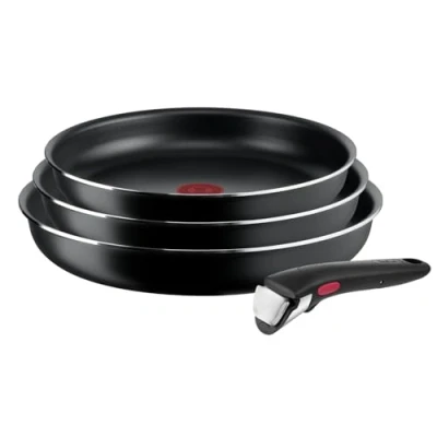Abbildung von Tefal Ingenio Easy On Set mit 3 Pfannen + abnehmbarem Griff: 22/24/26 cm,Antihaft Pfannen,Titanbeschichtung, Thermo Signal, spülmaschinenfest und backofenfest(Nichtinduktion)