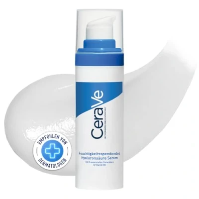 Abbildung von CeraVe Feuchtigkeitsspendendes Hyaluronsäure Serum, Aufpolsterndes Gesichtsserum für trockene bis normale Haut, Mit 3 essenziellen Ceramiden und Vitamin B5, 30 ml