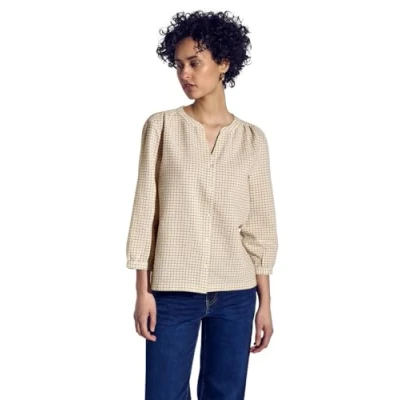 Abbildung von STREET ONE Damen A345536 Karierte Seersucker Bluse, Safari beige, 42